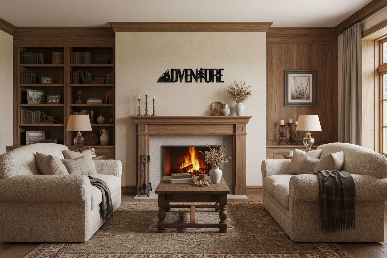 Black Adventure 9294 Smaller on Traditional Living Room Wall