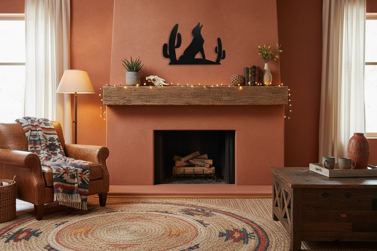 Black Coyote 3160 on southwestern style living room wall