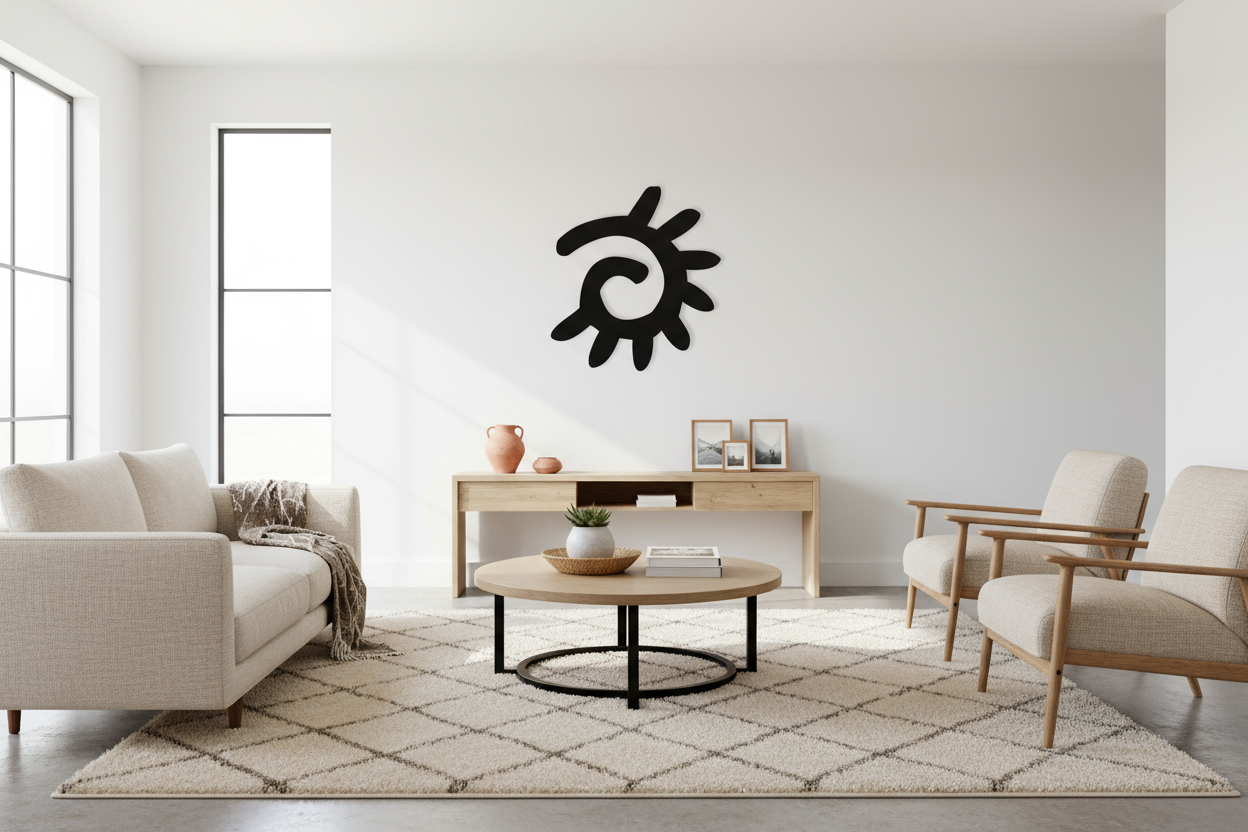 Black Southwestern Sun Art 2792 in Living Room