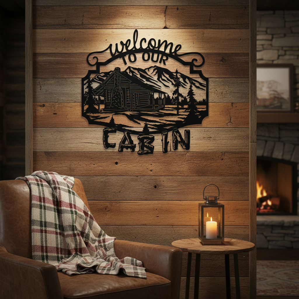 Cabin Welcome 1064 on wall