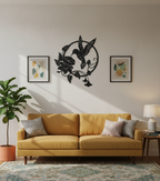 Hummingbird sign on living room wall