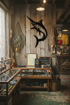 Marlin sign in bait shop