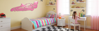 Race Car 1024 in pink on girl's bedroom wall