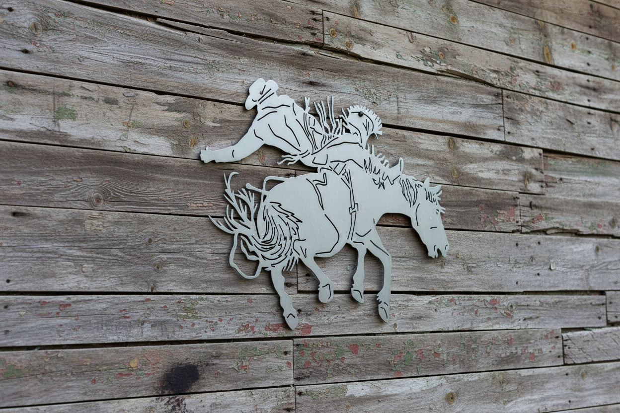 Rodeo art on barn wall