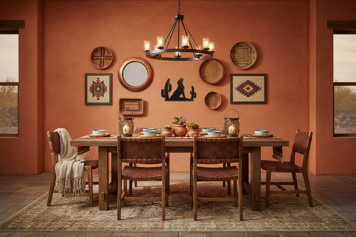 Smaller black Coyote 3160 on southwestern dining area wall