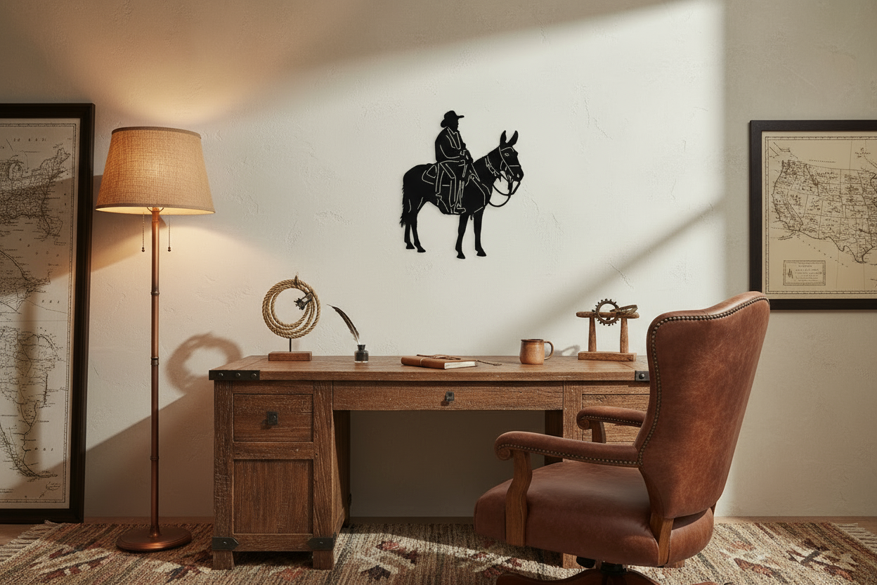 Smaller black Mule 2693 in rustic office