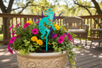 Teal Kokopelli 2650 in flower pot